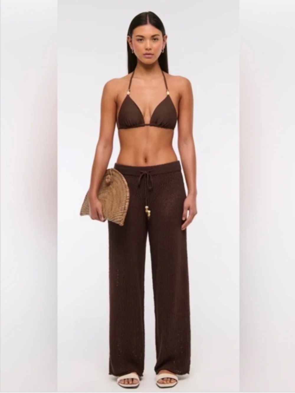Abercrombie & Fitch Women's Mid Rise Crochet-Style Coverup Pants